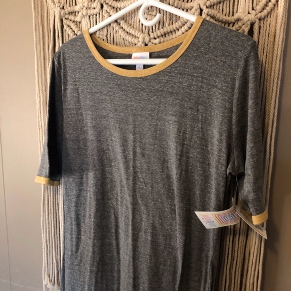 NWT Lularoe heathered grey and yellow dress size L - Picture 2 of 6